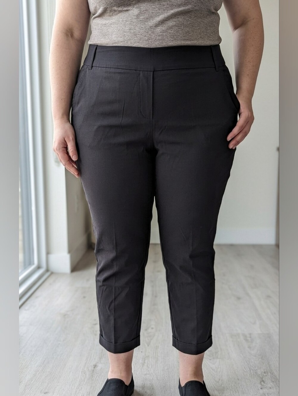 Penningtons Plus-Size Black Office Capsule Cropped Stretch PullOn Women Pants 22